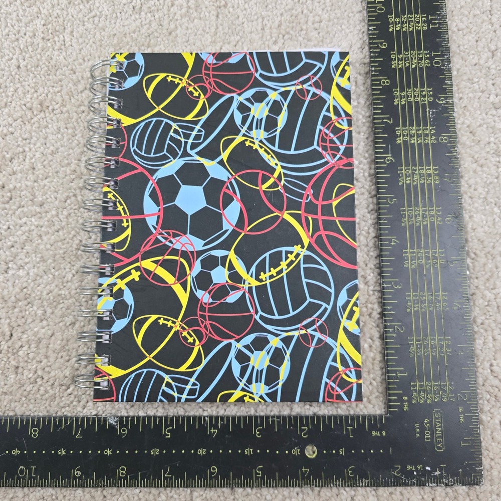 Top Flight Notebook Black Sports Ball Pattern A5 Wide Rule 120 Sheets TMVN-0321